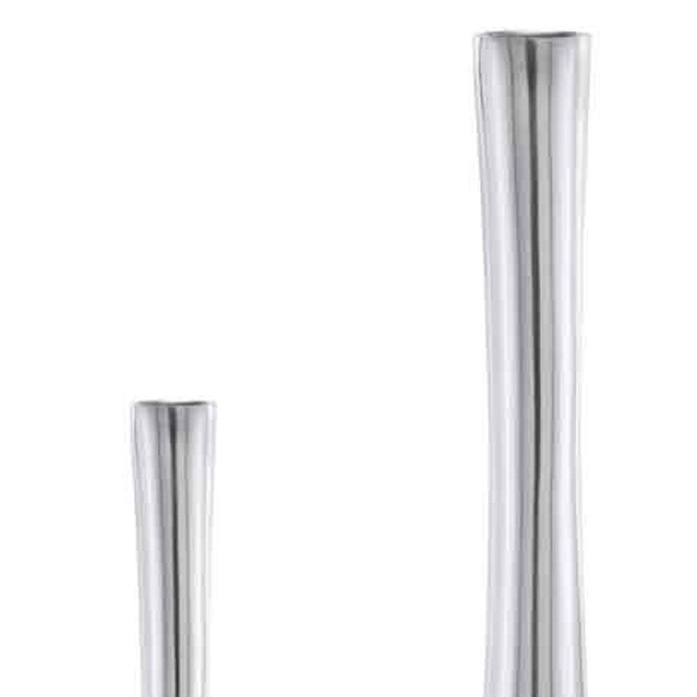 Buffed Silver Hole Set of 2 Vases
