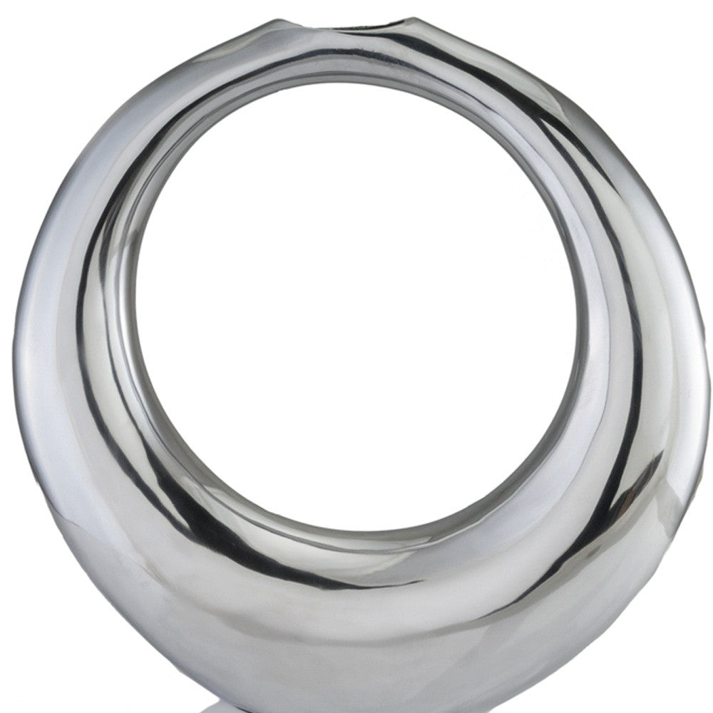 3inches X 16inches X 17inches Silver Aluminum Ring Small Hoop Vase