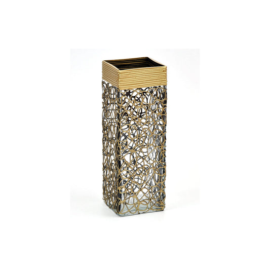 Gold Glass Vase | Square vase | Art Decorated Glass Vase for flowers |